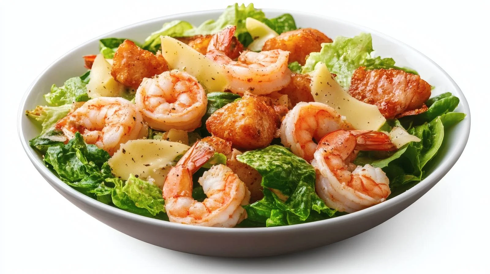 Exquisite Shrimp Caesar Salad on White — free download from Dotvec