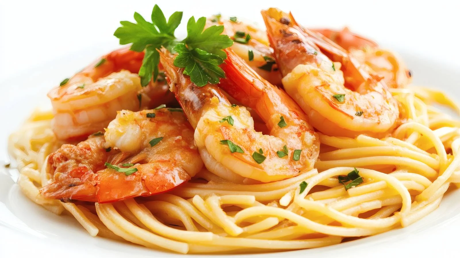 Gourmet Shrimp Pasta on White Background — free download from Dotvec