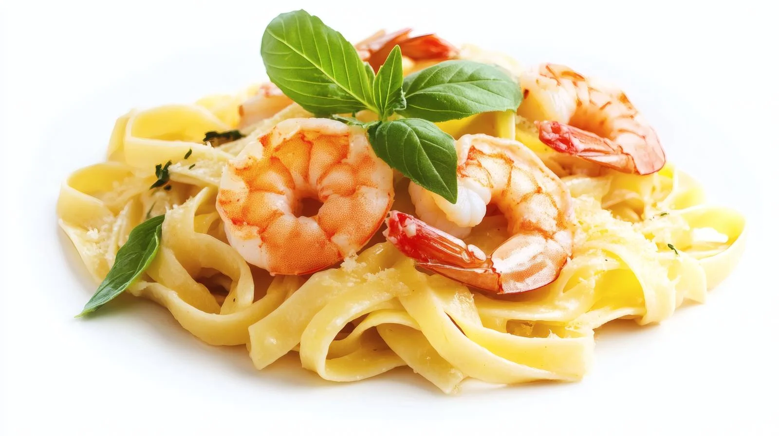 Gourmet Shrimp Pasta on White Background — free download from Dotvec