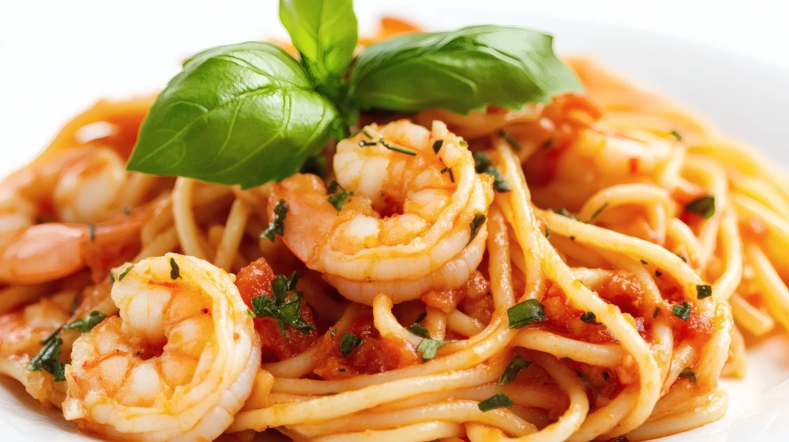Gourmet Shrimp Pasta on White Background — free download from Dotvec