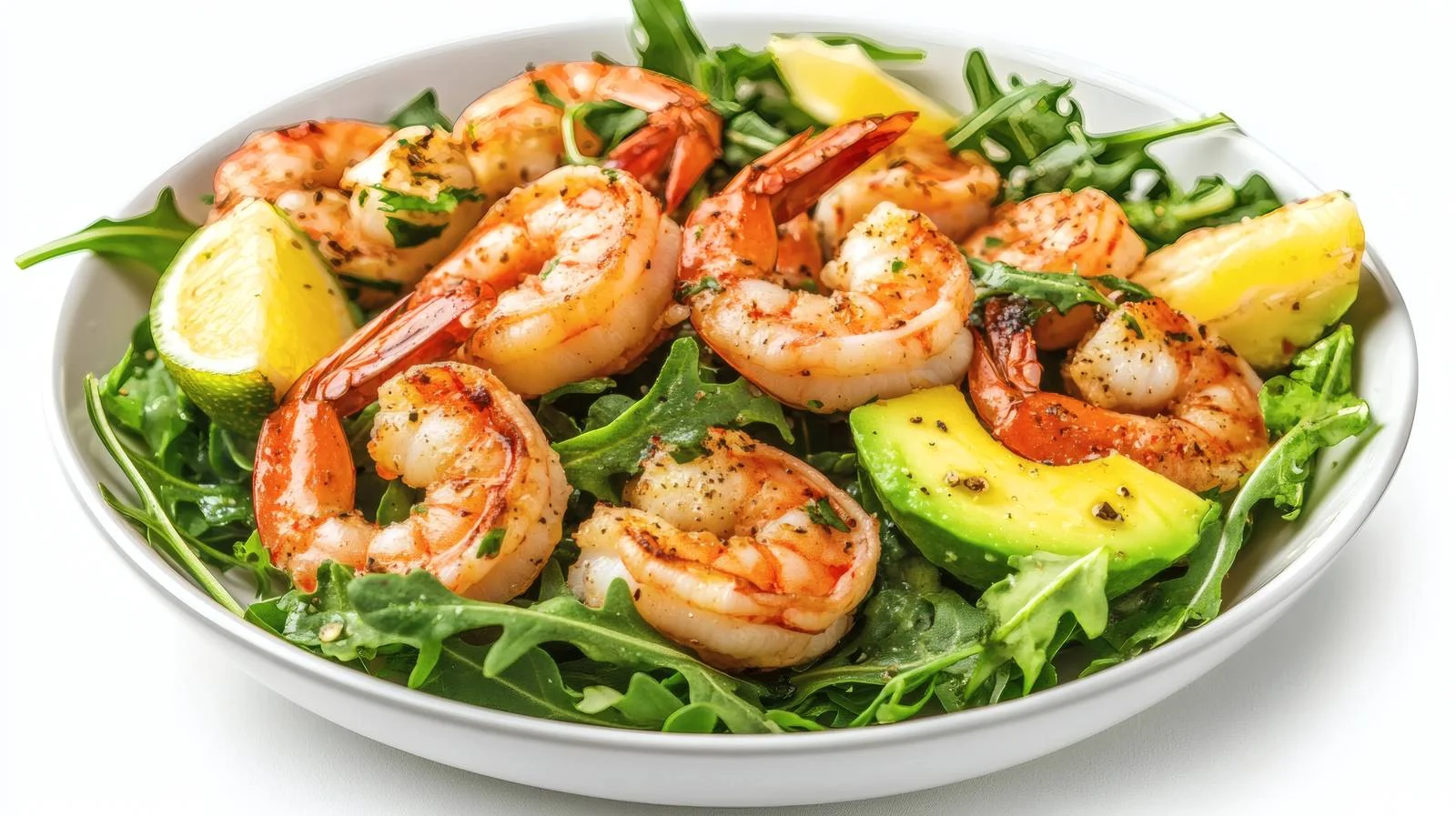 Exquisite Shrimp Avocado Arugula Salad Presentation — free download from Dotvec