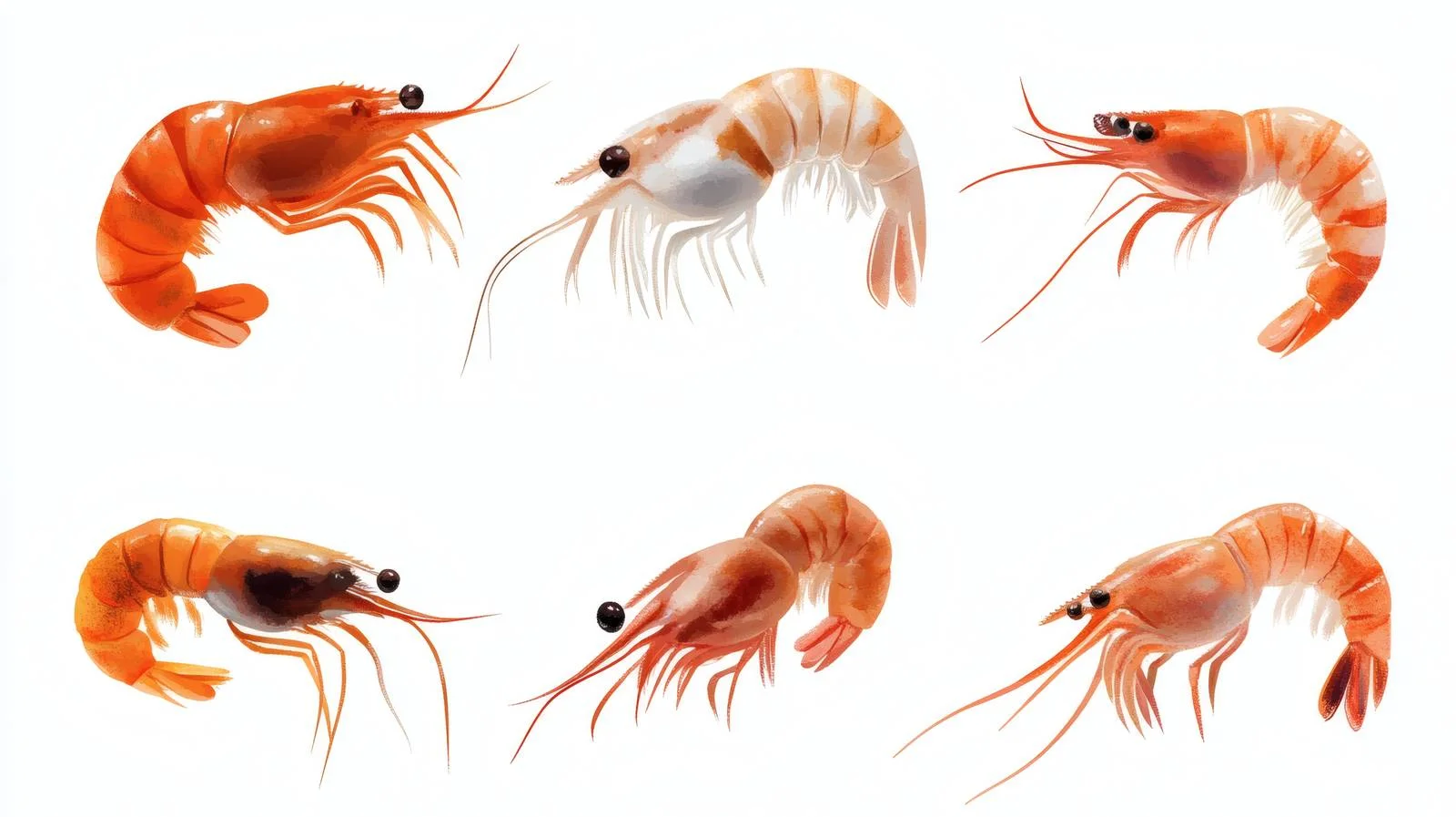 Exquisite Shrimps Set on White Background — free download from Dotvec