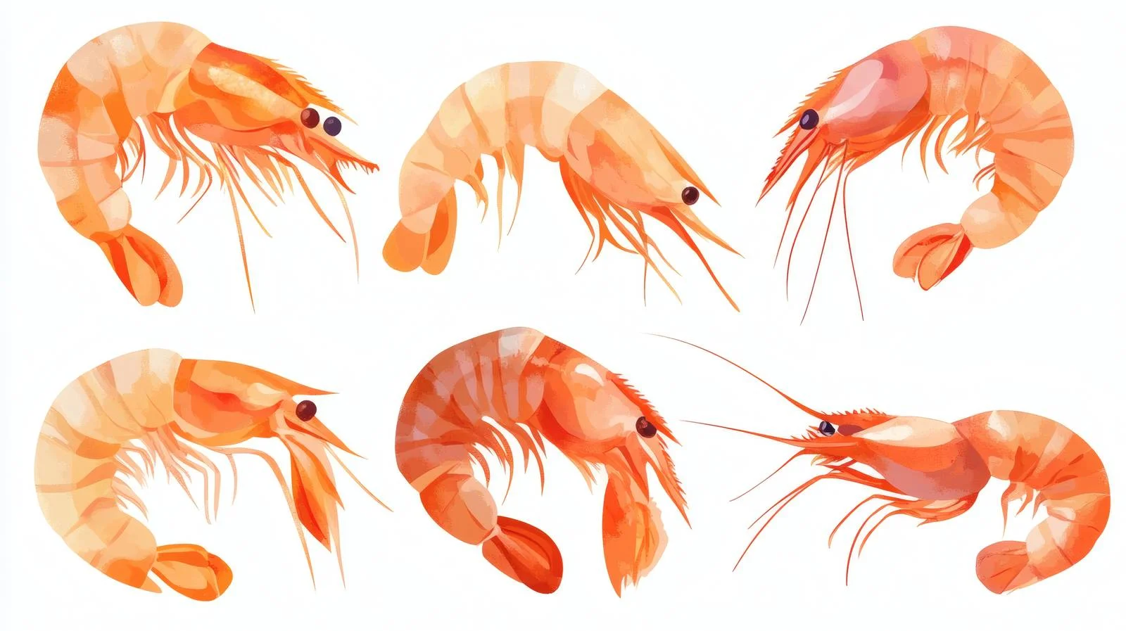 Fresh Shrimp Set on White Background — free download from Dotvec
