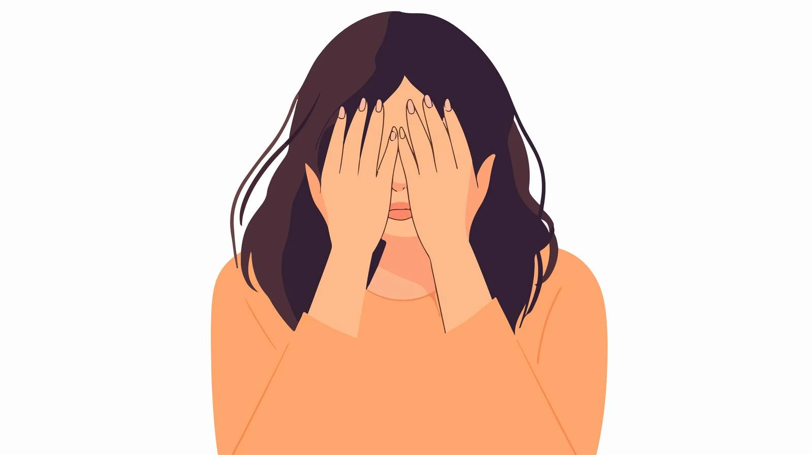 Woman hiding face in embarrassment and shame — free download from Dotvec