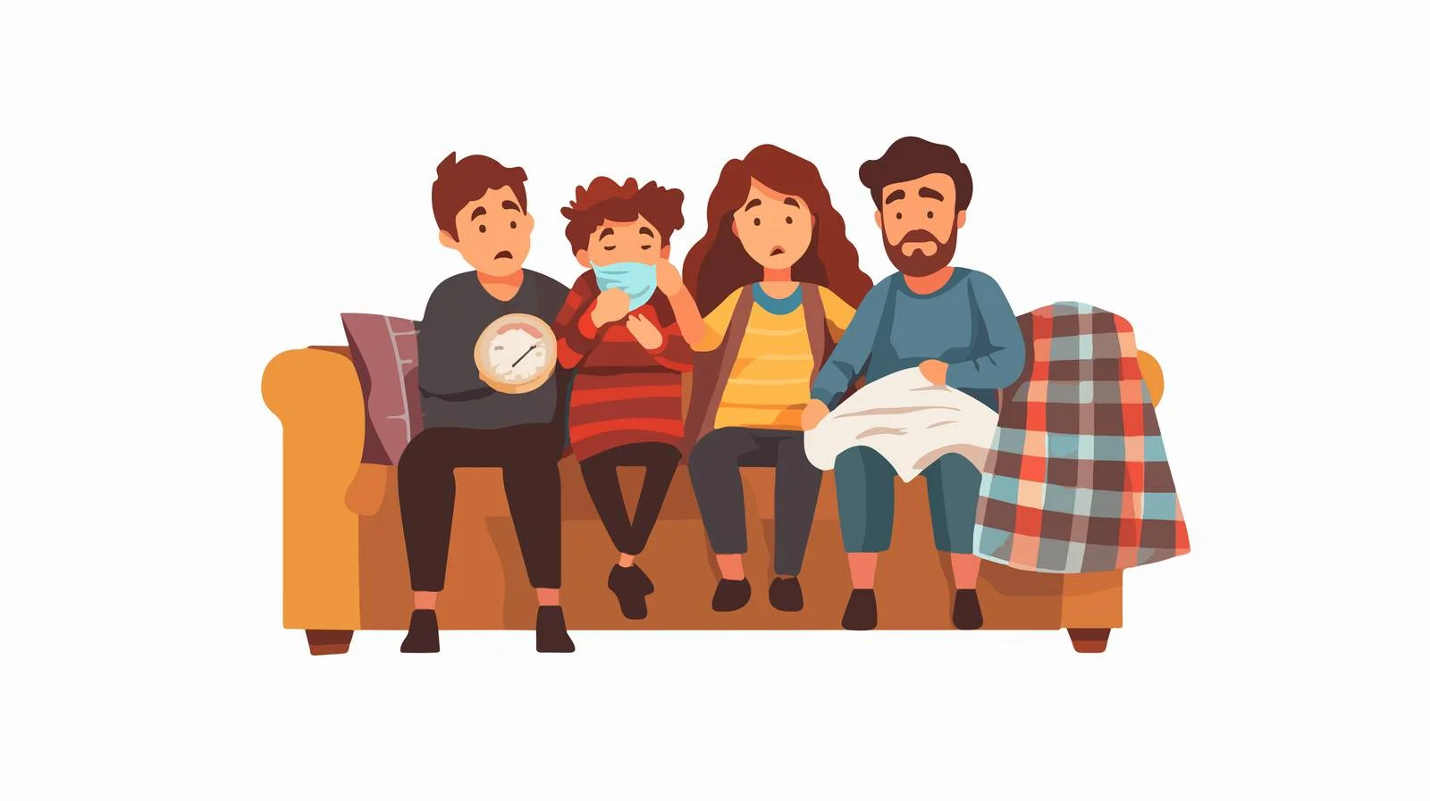 Family Suffering from Common Cold Symptoms — free download from Dotvec