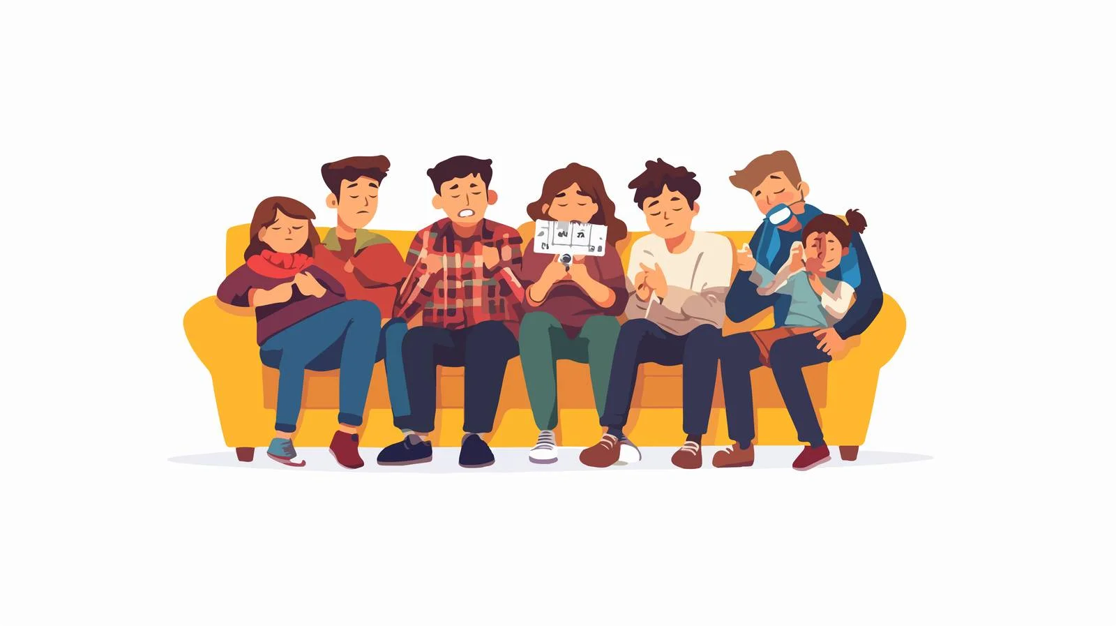 Family Suffering Common Cold Symptoms Together — free download from Dotvec