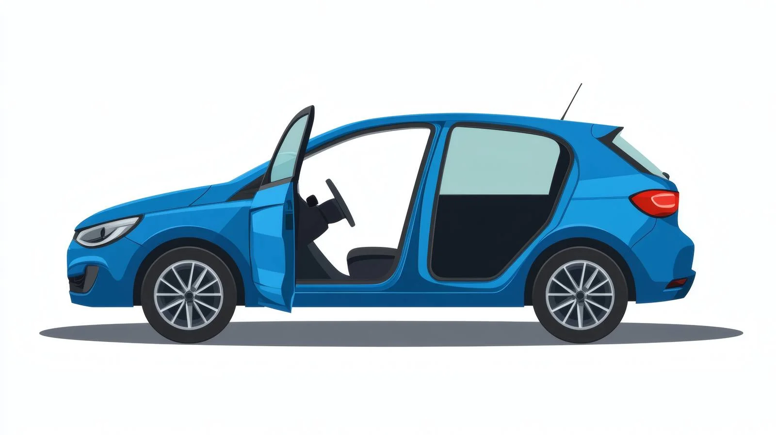 Blue Car with Open Door Parked Sideways — free download from Dotvec