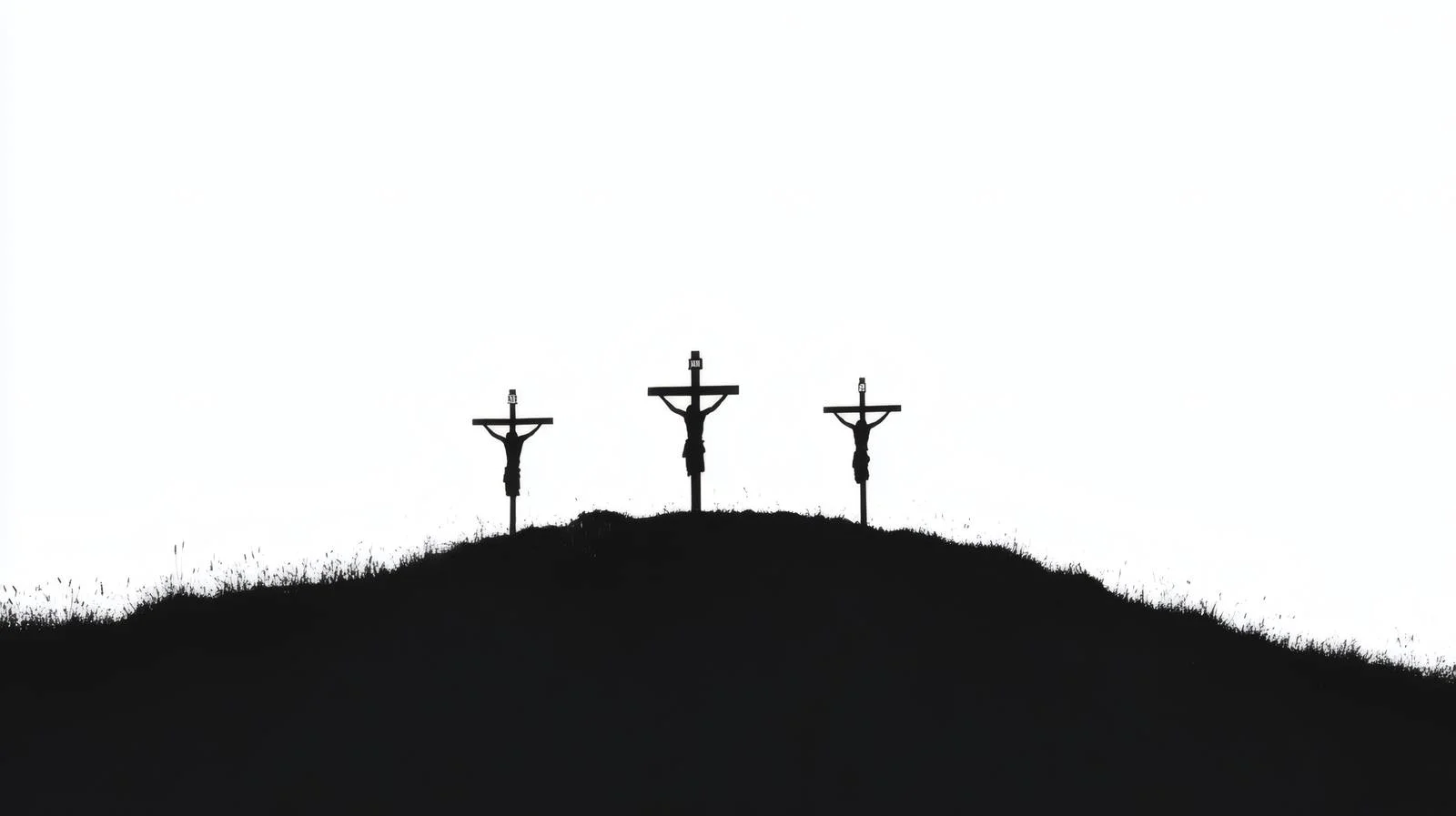 Dusk Silhouette of Three Crosses on Hilltop — free download from Dotvec