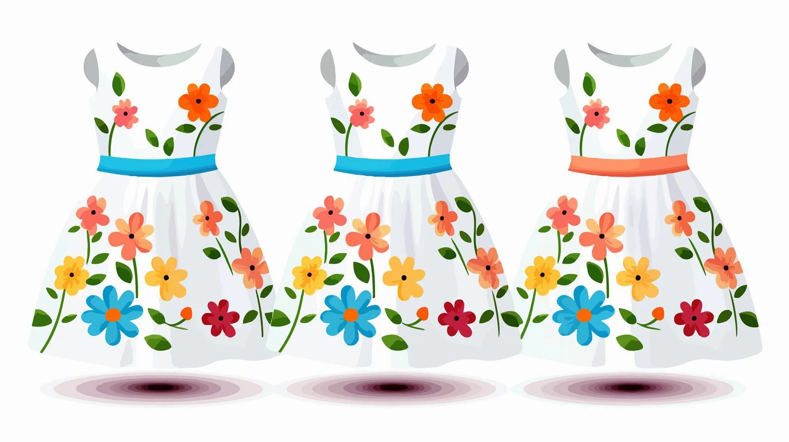 Vibrant Flower Dress Design for Children — free download from Dotvec
