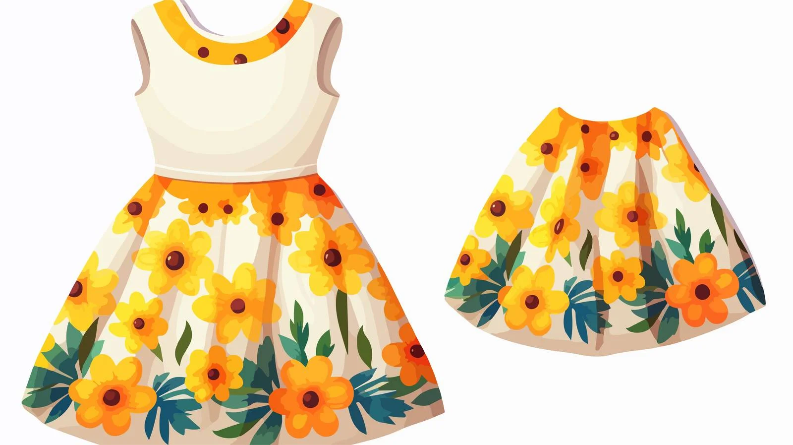 Vibrant Kids Floral Dress Design — free download from Dotvec