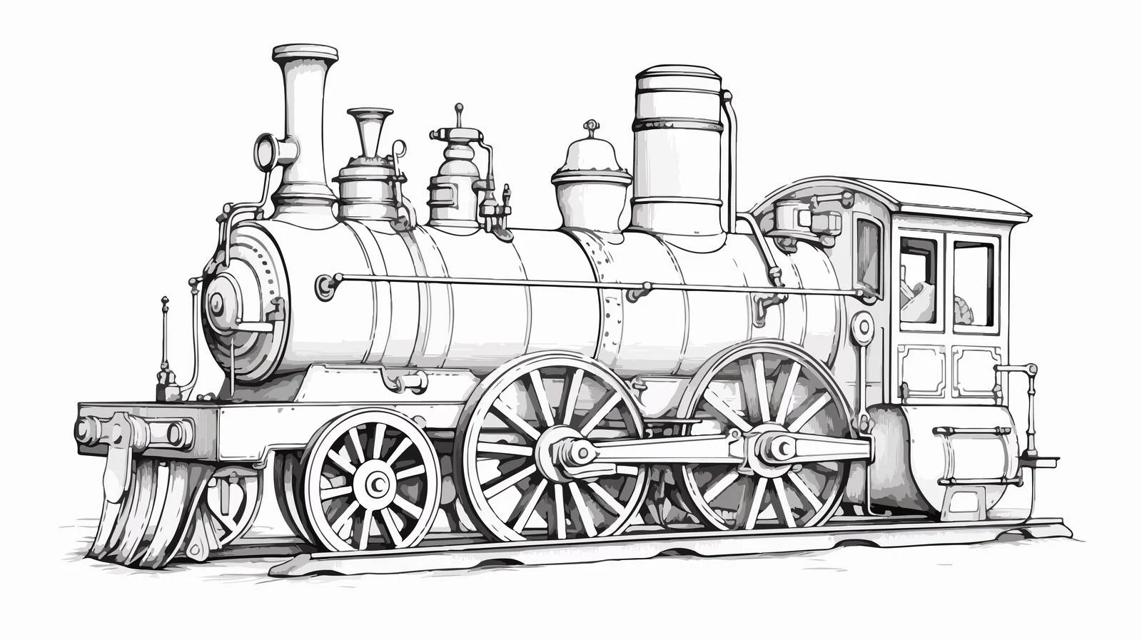 Antique Steam Engine Sketch — free download from Dotvec