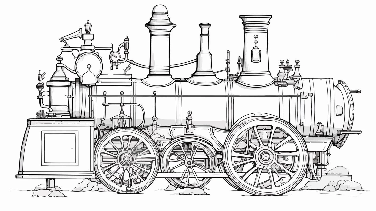 Vintage Steam Engine Sketch — free download from Dotvec