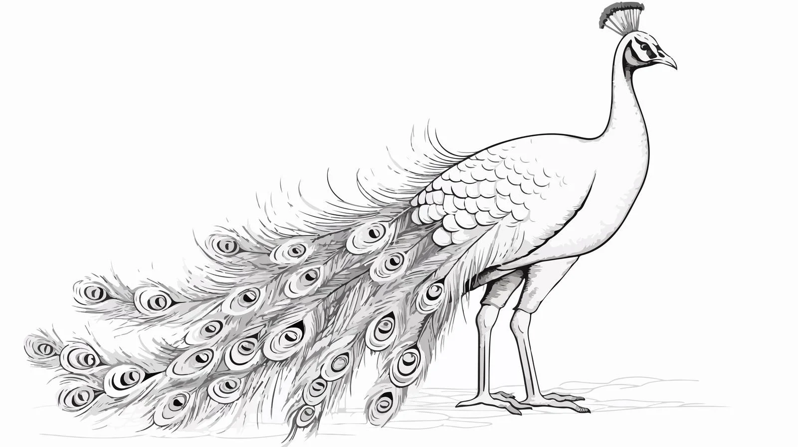 Hand-Drawn Peacock Sketch Illustration — free download from Dotvec