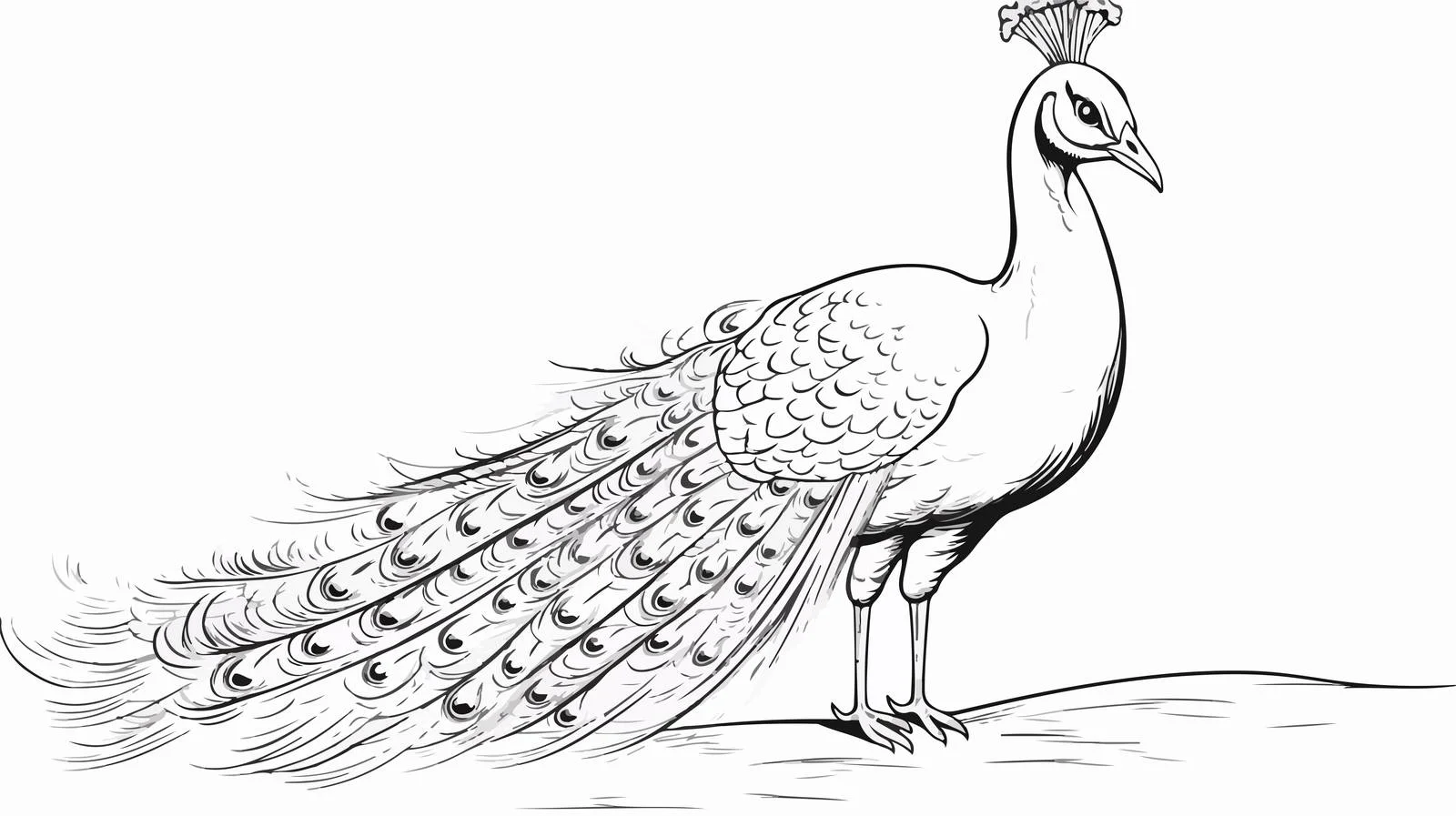 Hand Drawn Peacock Sketch — free download from Dotvec