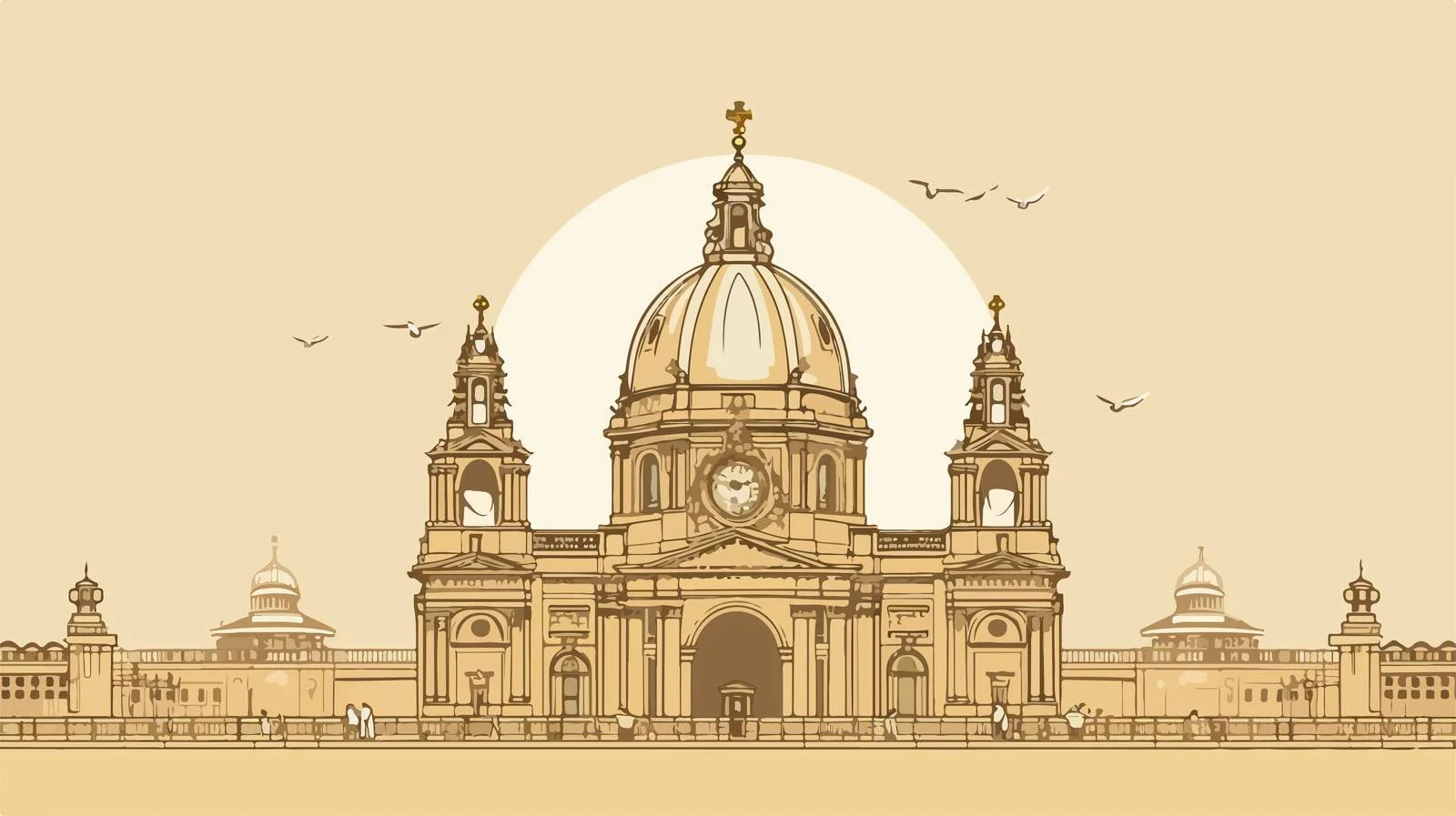 Classical Cathedral Dome Sketch — free download from Dotvec