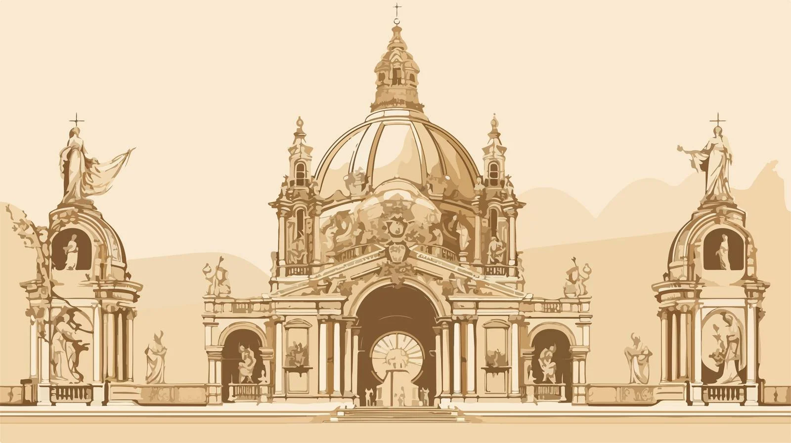 Classical Cathedral Dome Sketch — free download from Dotvec