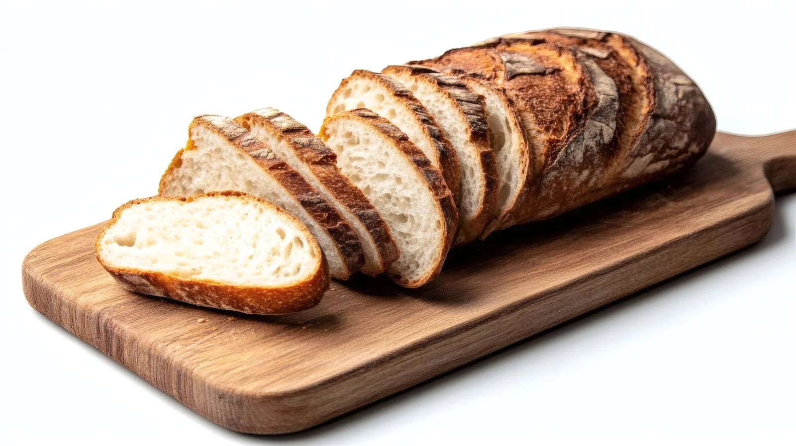 Fresh Sourdough Bread Slices on Cutting Board — free download from Dotvec