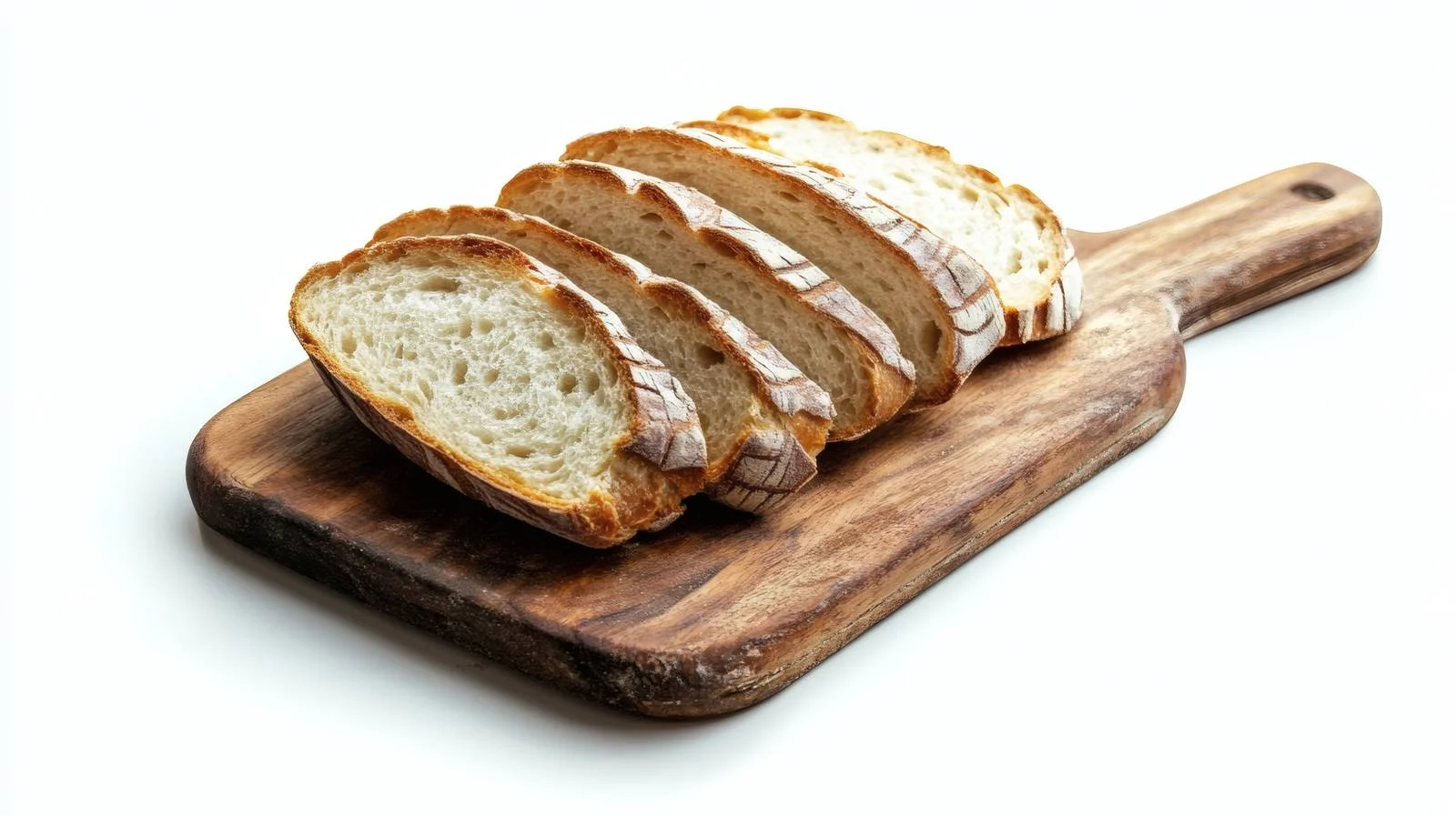 Fresh Sourdough Bread Slices on White Cutting Board — free download from Dotvec