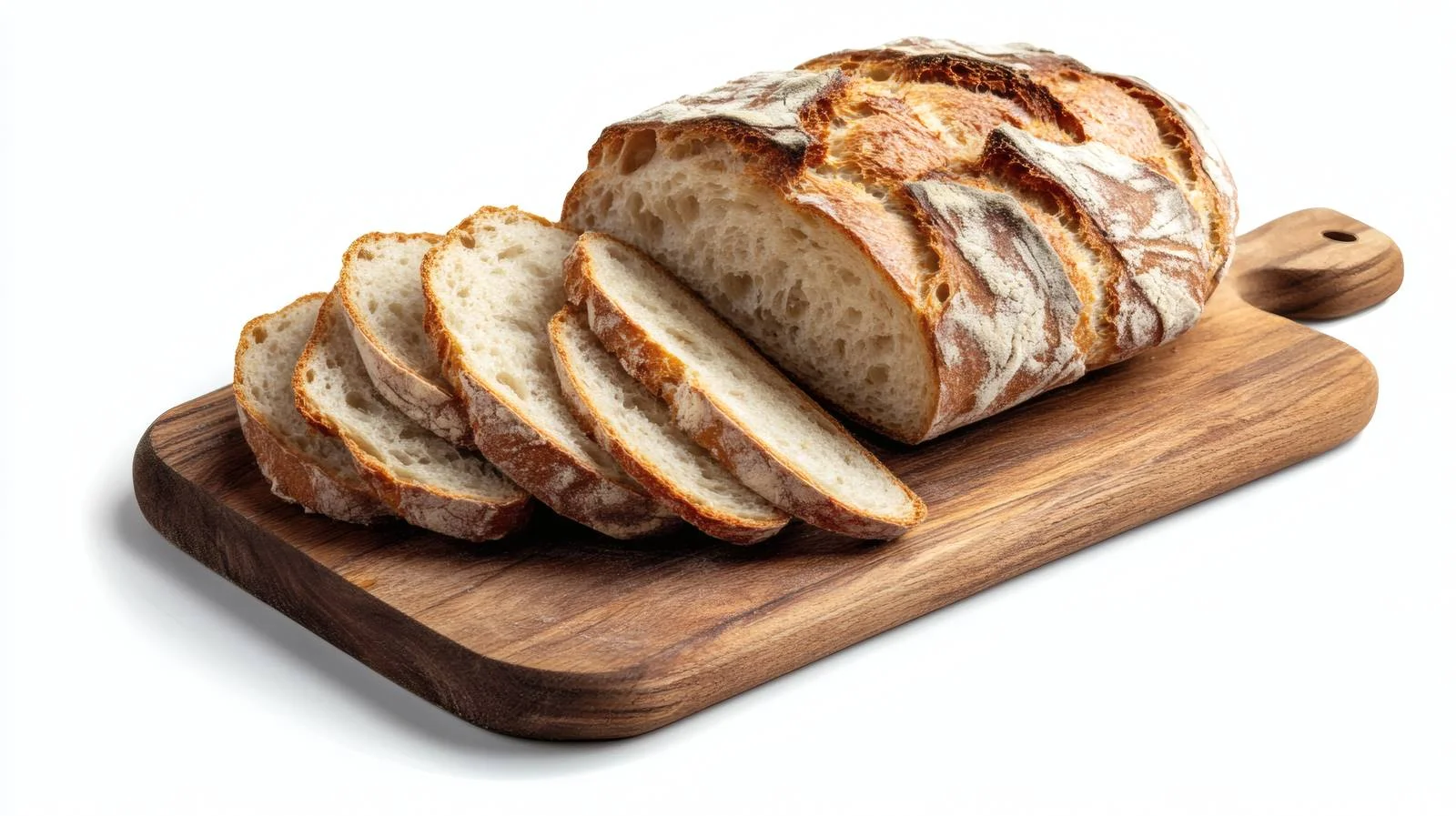 Fresh Sourdough Bread Slices on White Cutting Board — free download from Dotvec