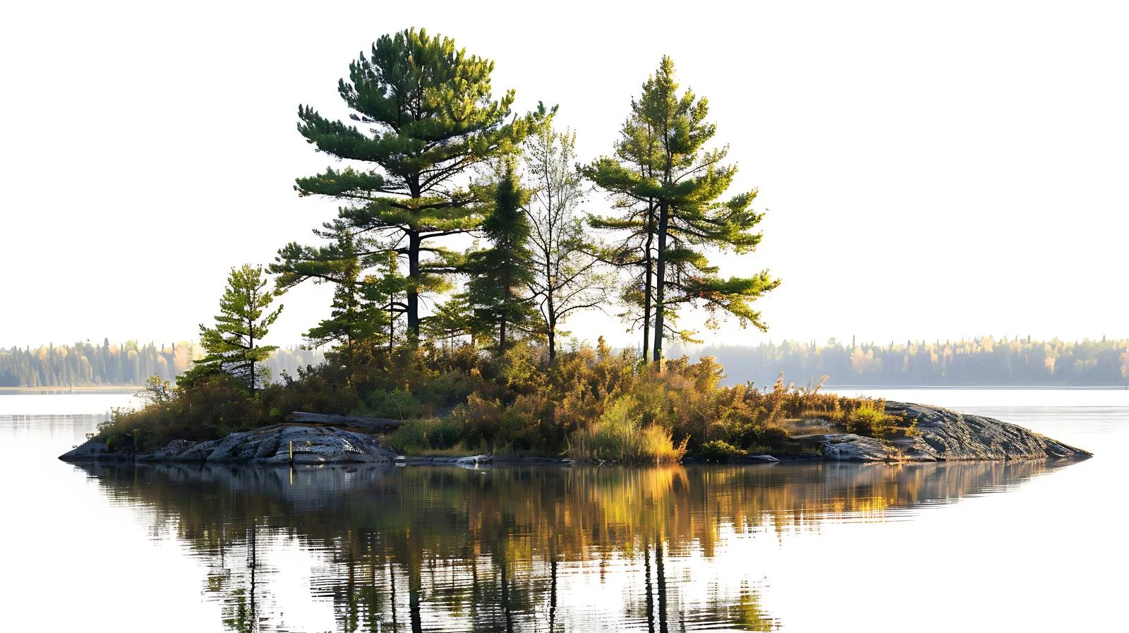 Tranquil Minnesota Lake Island with Large Pine — free download from Dotvec