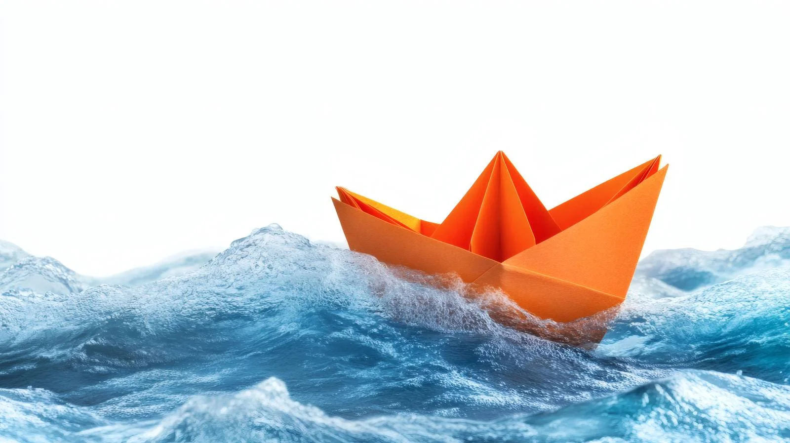 Lonely paper boat amidst turbulent waves — free download from Dotvec