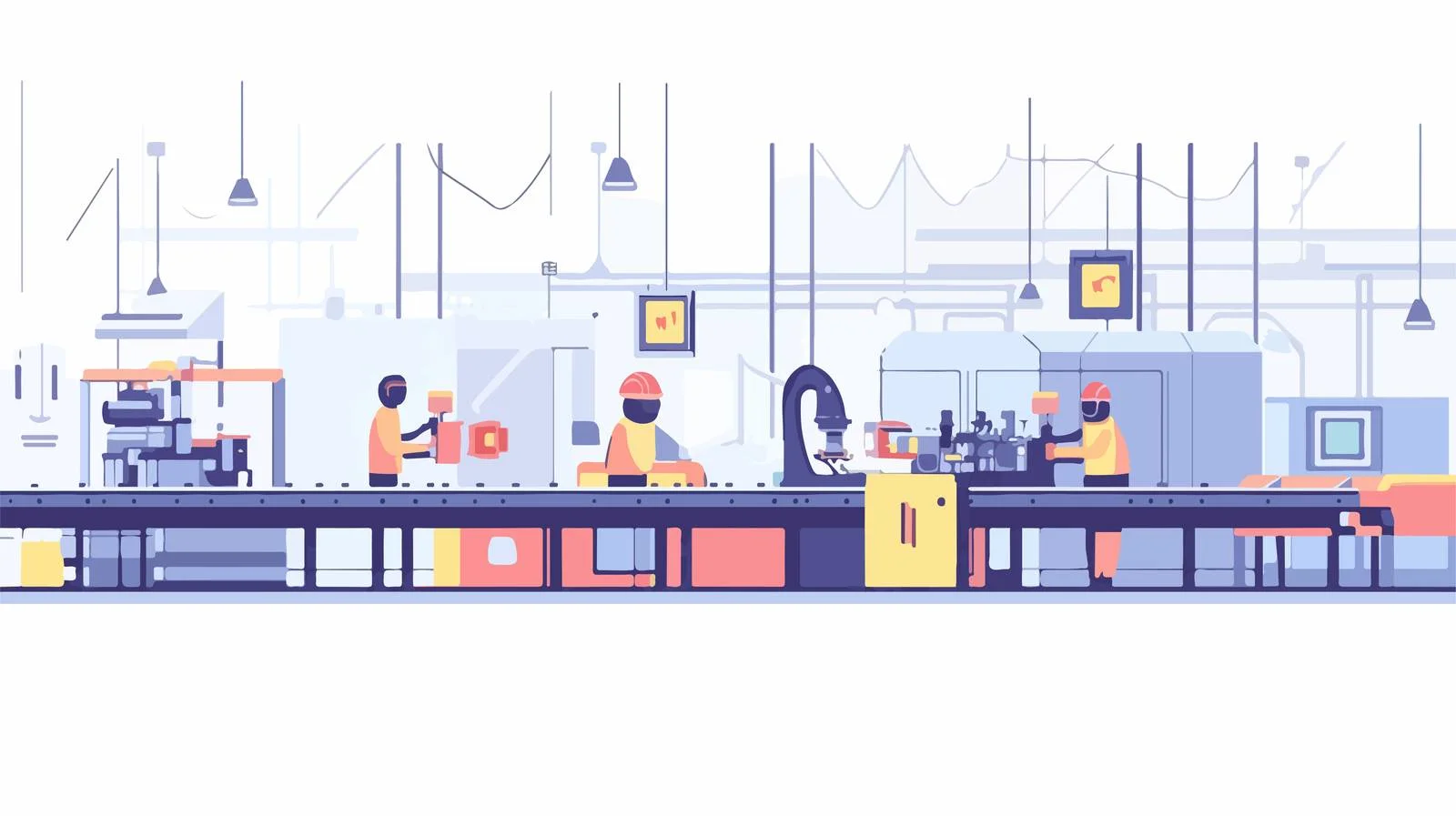 Automated industrial process with conveyor and robotic management — free download from Dotvec