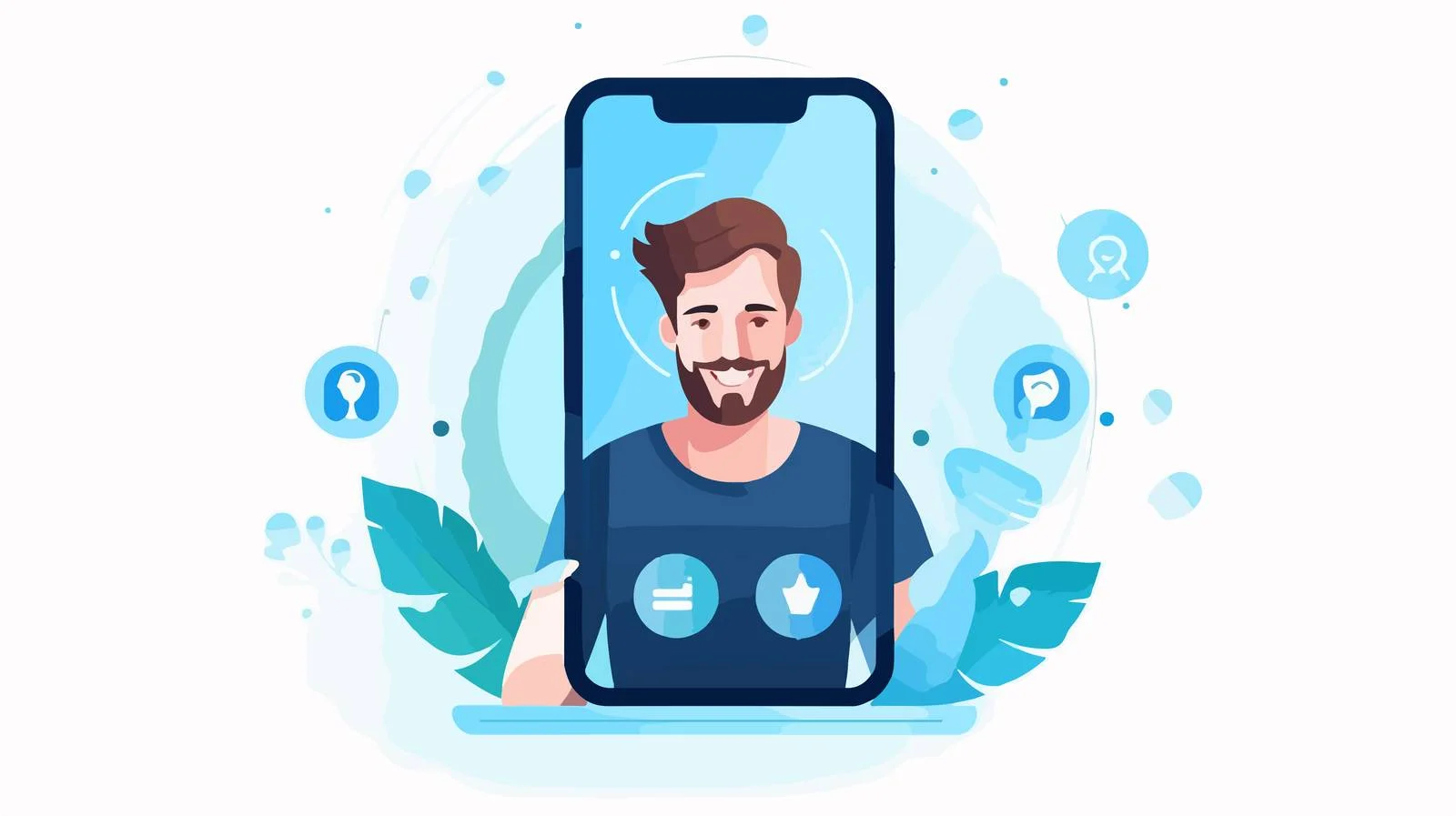 Modern phone displaying happy man's photo — free download from Dotvec