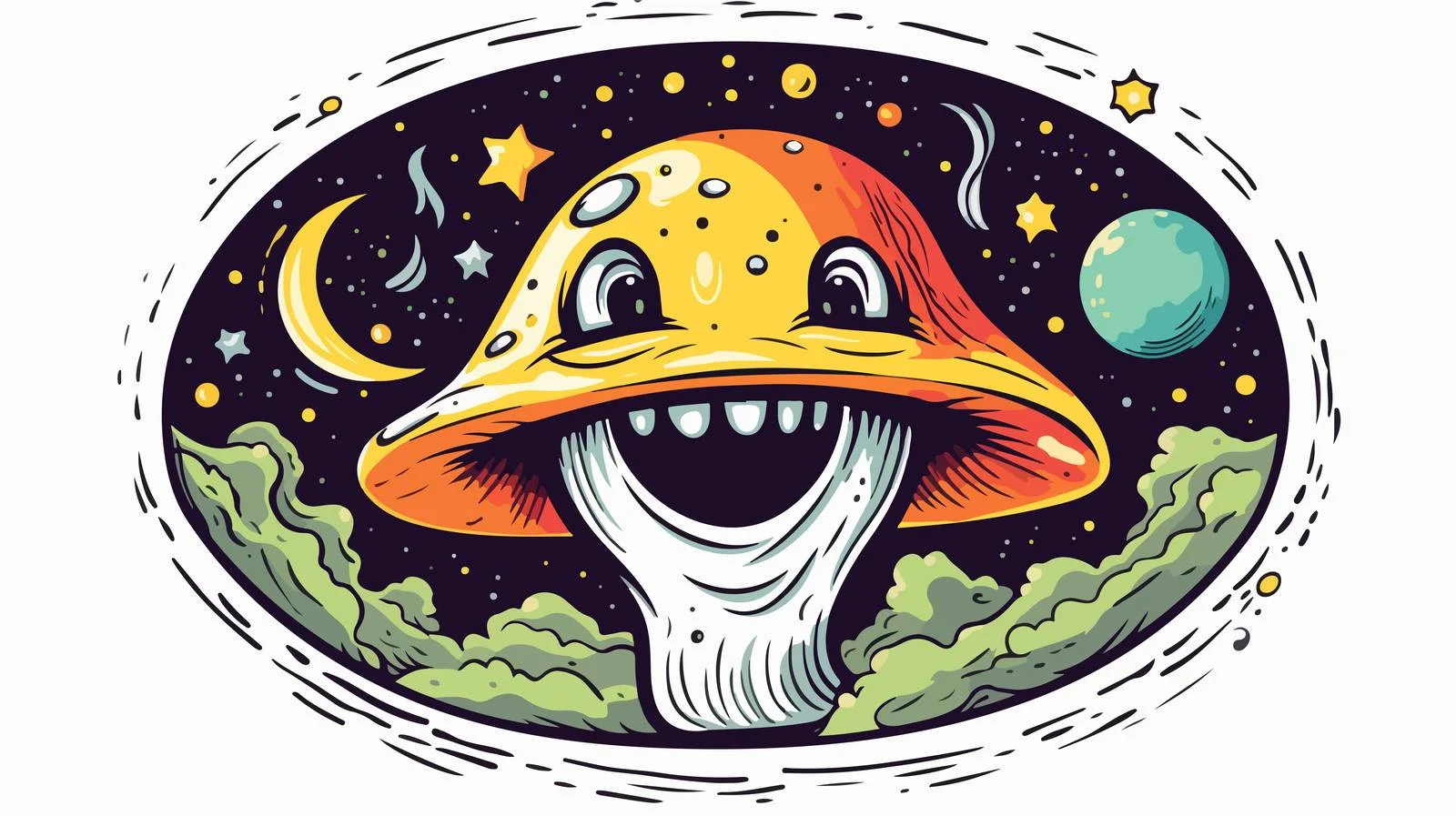 Space Smiley with Mushroom — free download from Dotvec