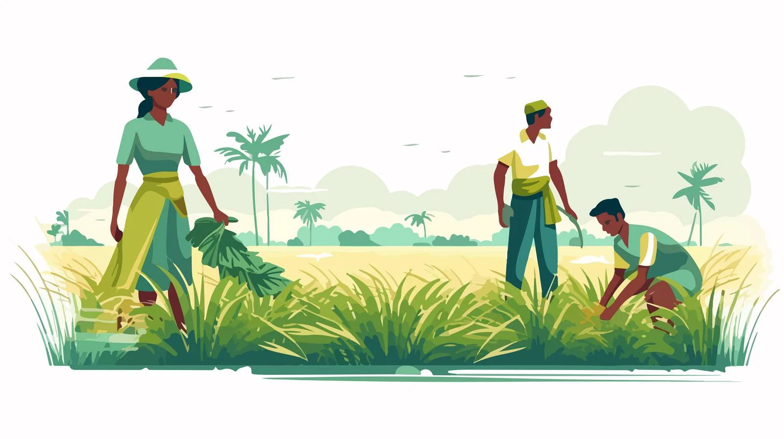 Joyful Indian Farmers Harvesting Paddy Fields — free download from Dotvec