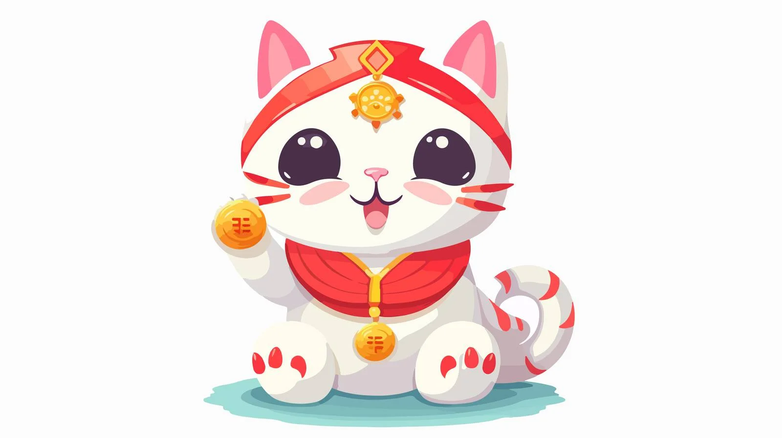 Cheerful Maneki Neko toy waving left paw