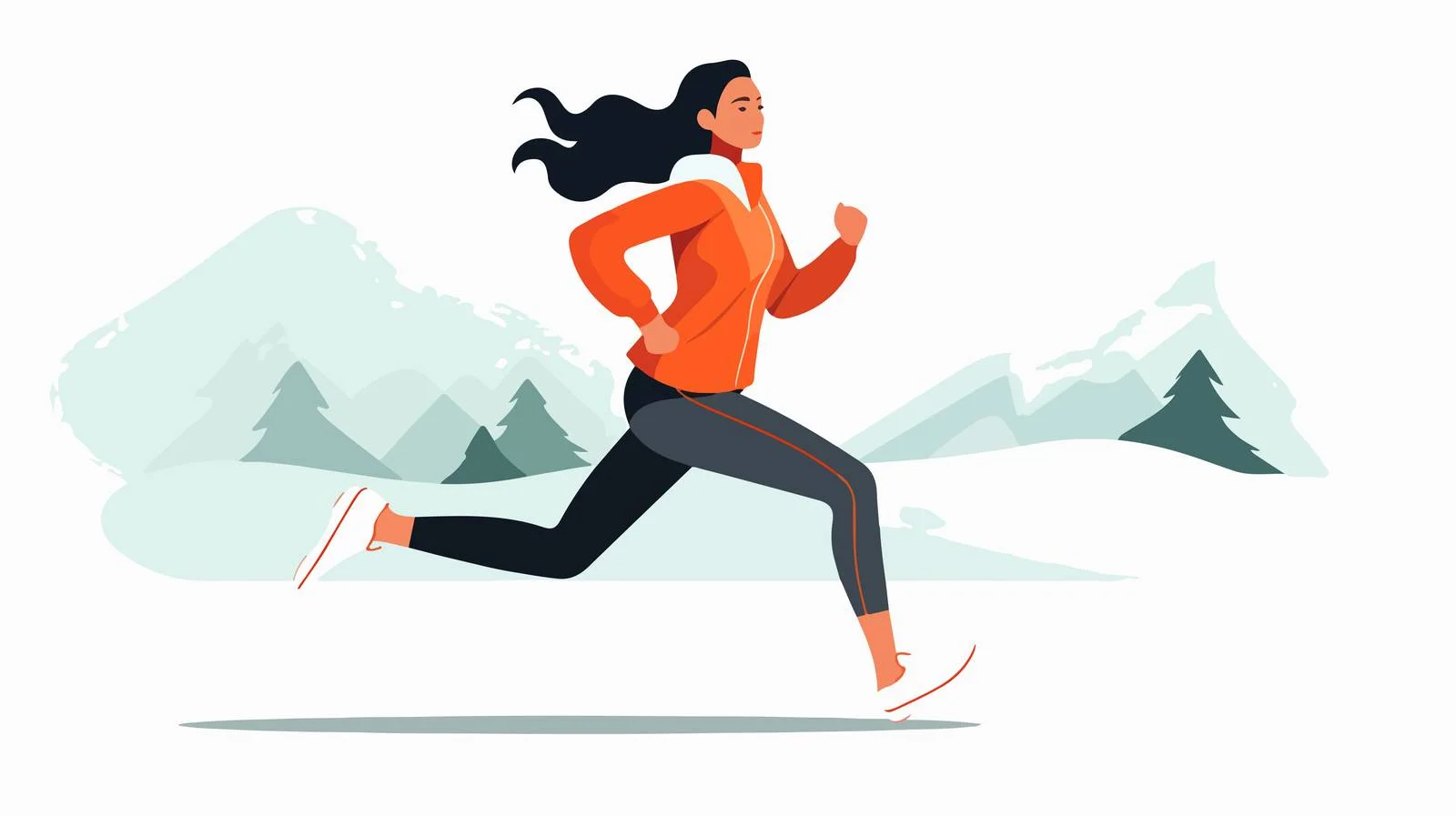 Cheerful woman running in flat design — free download from Dotvec