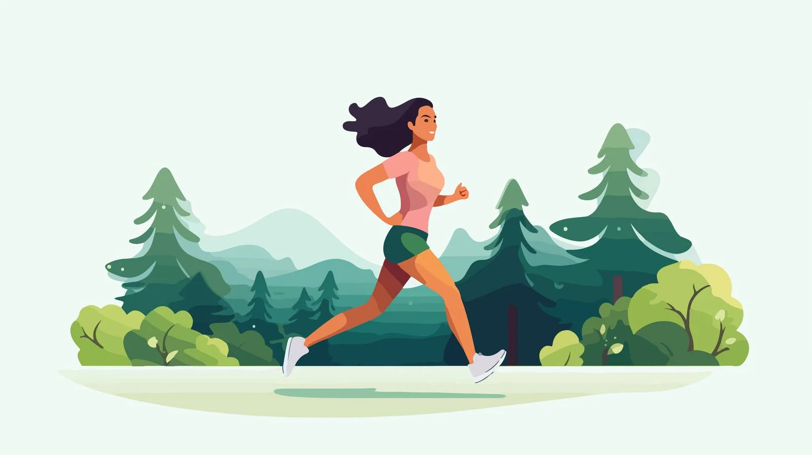 Energetic Woman Jogging Vector Flat Illustration — free download from Dotvec