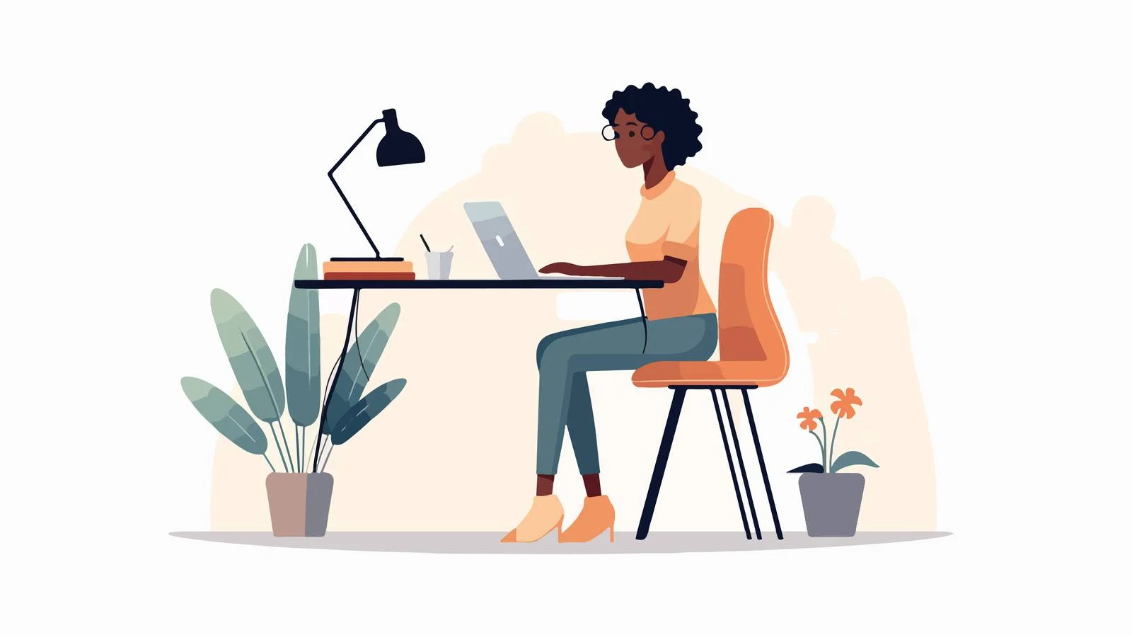 Joyful Black Female Office Worker Relaxing — free download from Dotvec