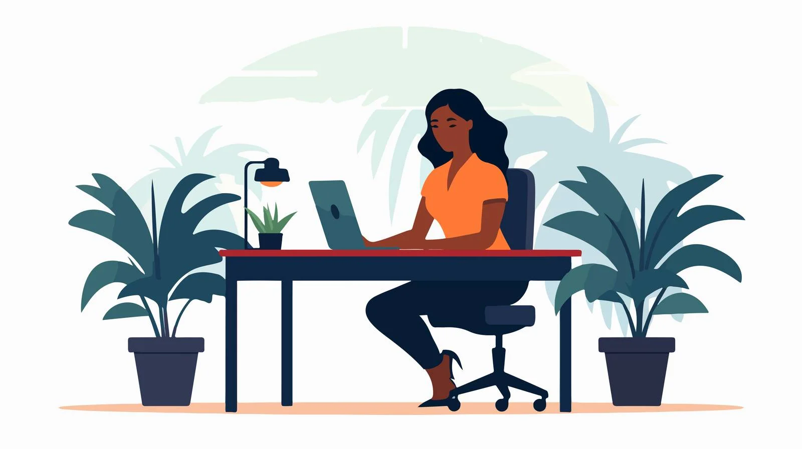 Cheerful Black Female Office Worker Relaxing — free download from Dotvec