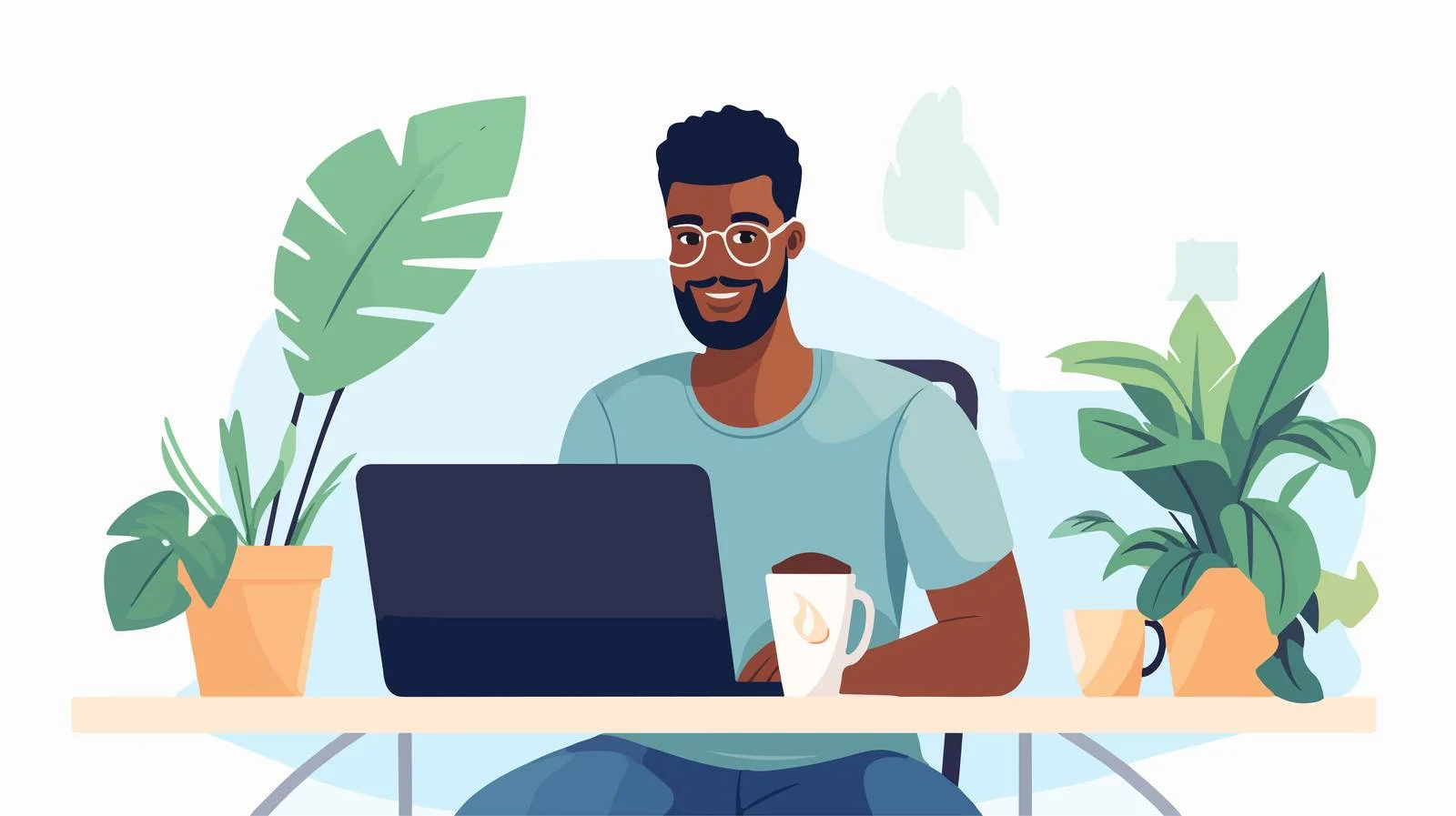 Happy African American Freelancer Remote Work — free download from Dotvec