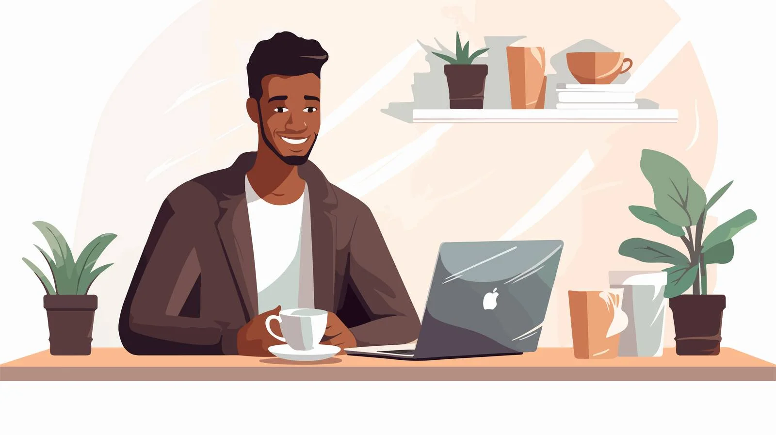 Happy Black Freelancer Working Remotely — free download from Dotvec