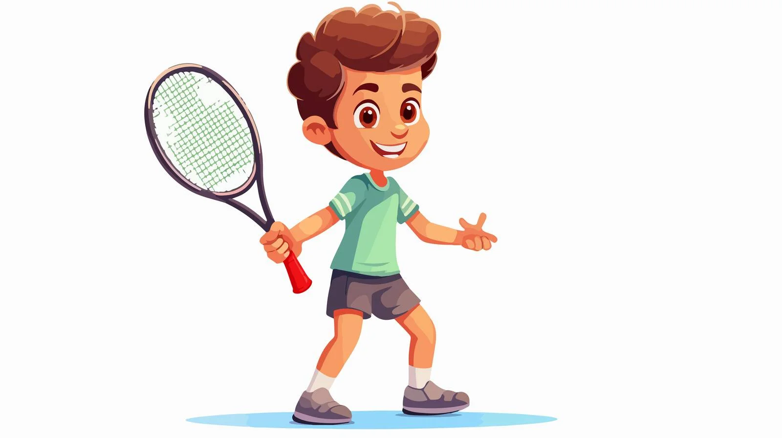 Cheerful young sports enthusiast with tennis racket — free download from Dotvec