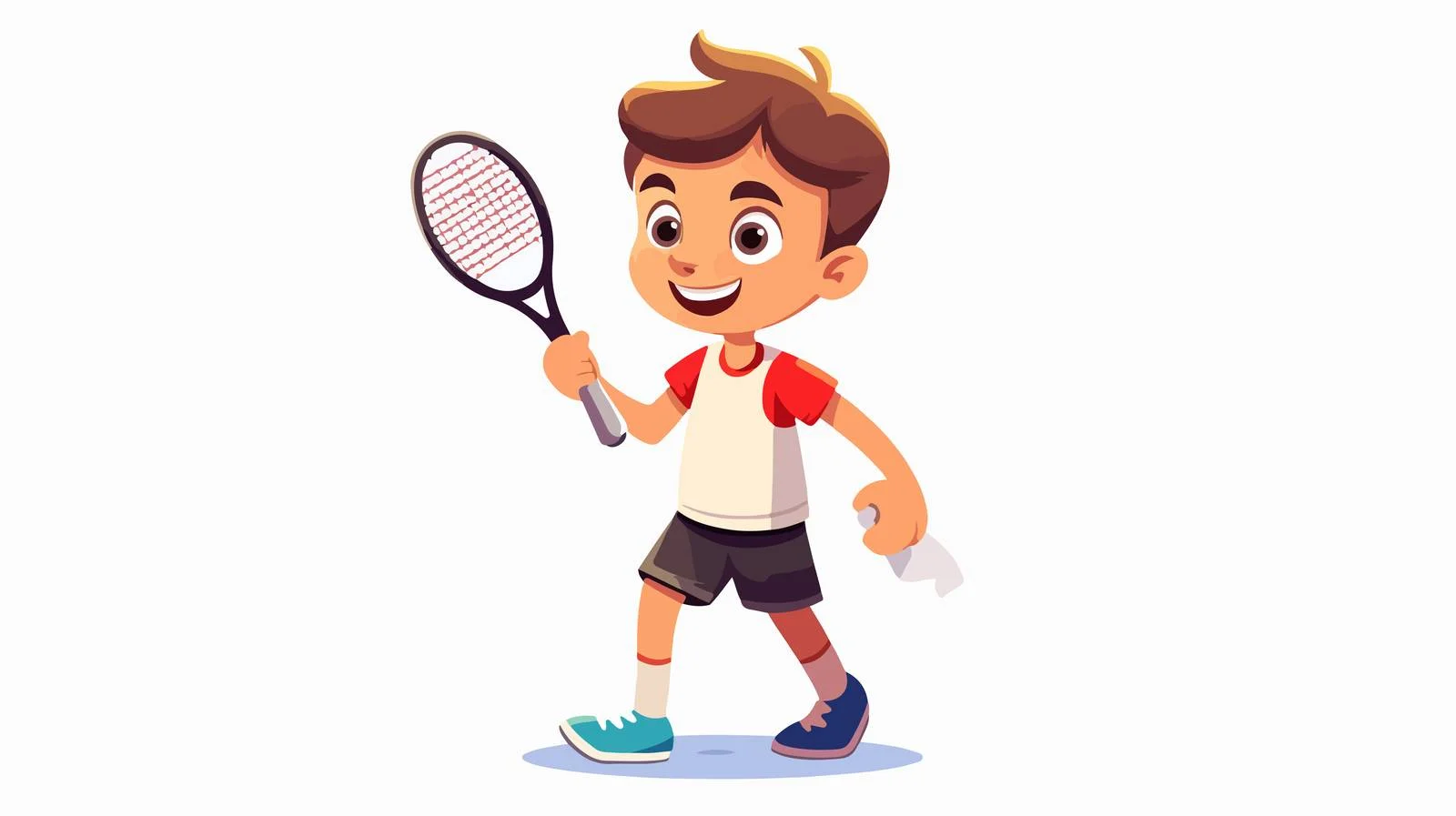 Joyful young athlete with tennis racquet — free download from Dotvec