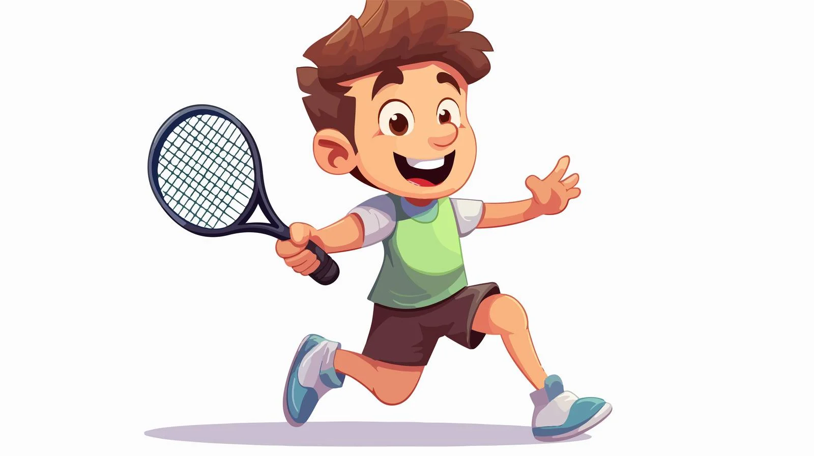 Cheerful boy in athletic gear with tennis racket — free download from Dotvec