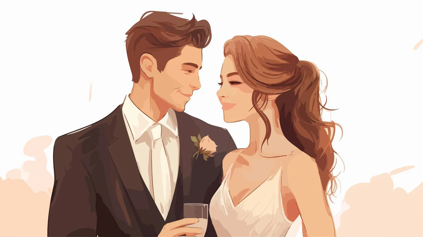 Elegant bride and groom in contour art — free download from Dotvec