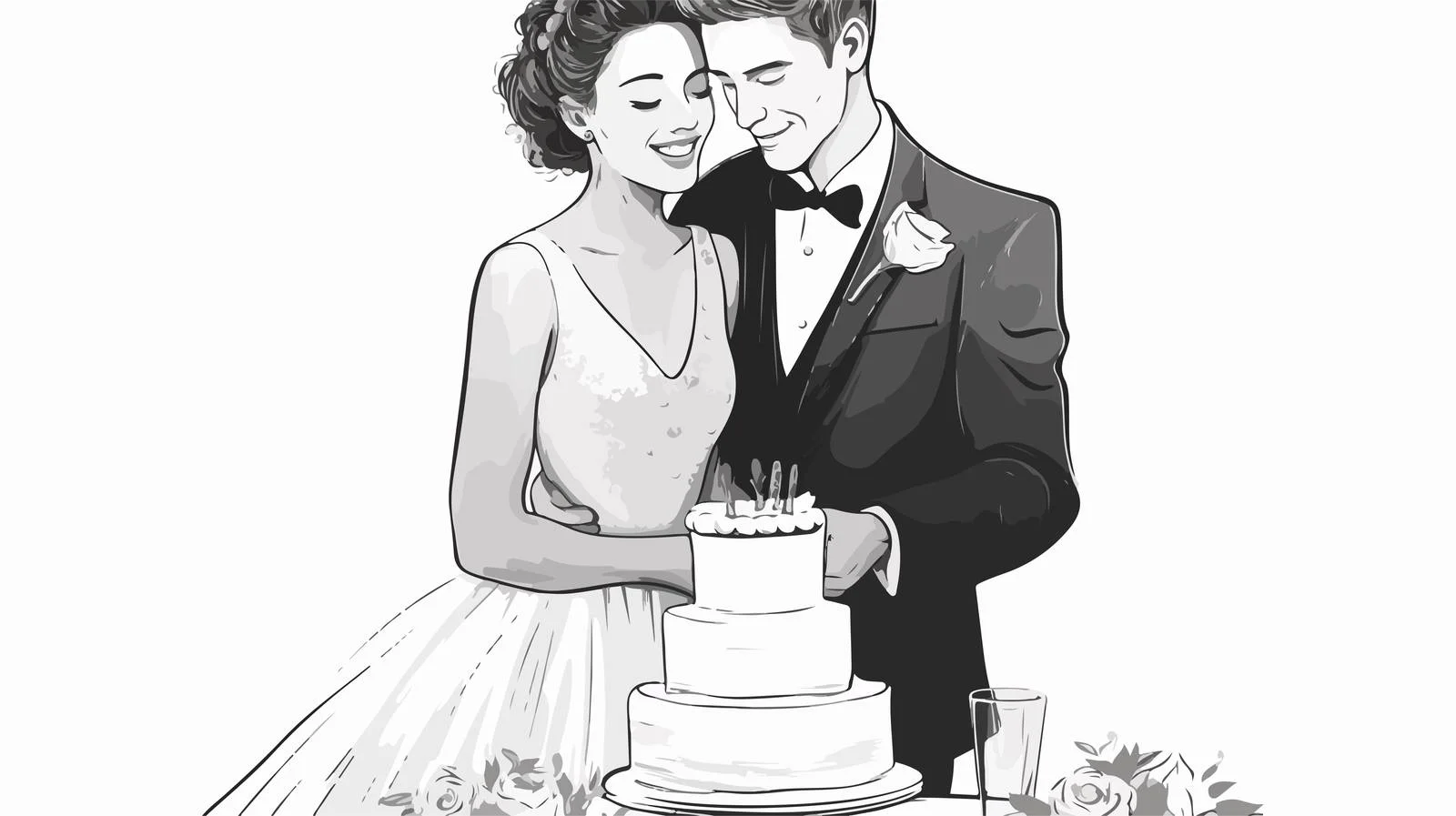 Elegant wedding couple in artistic contour — free download from Dotvec