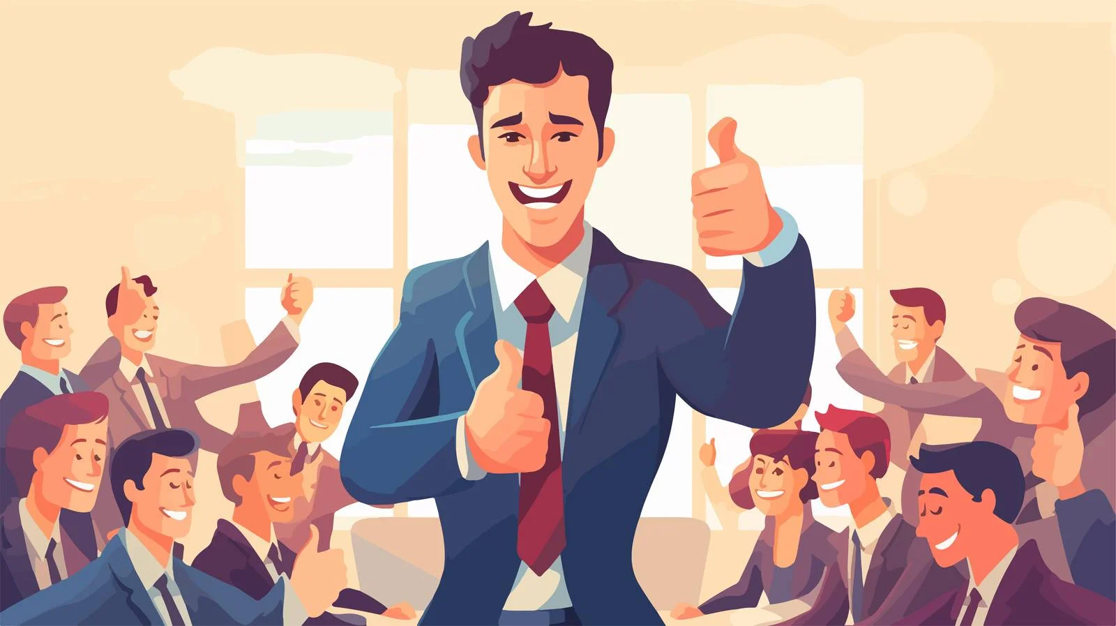 Happy Businessman Amid Conference Room Discussion — free download from Dotvec