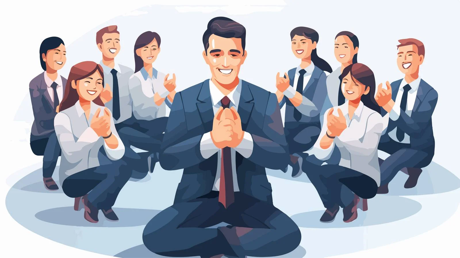 Happy office worker embraced by colleagues — free download from Dotvec