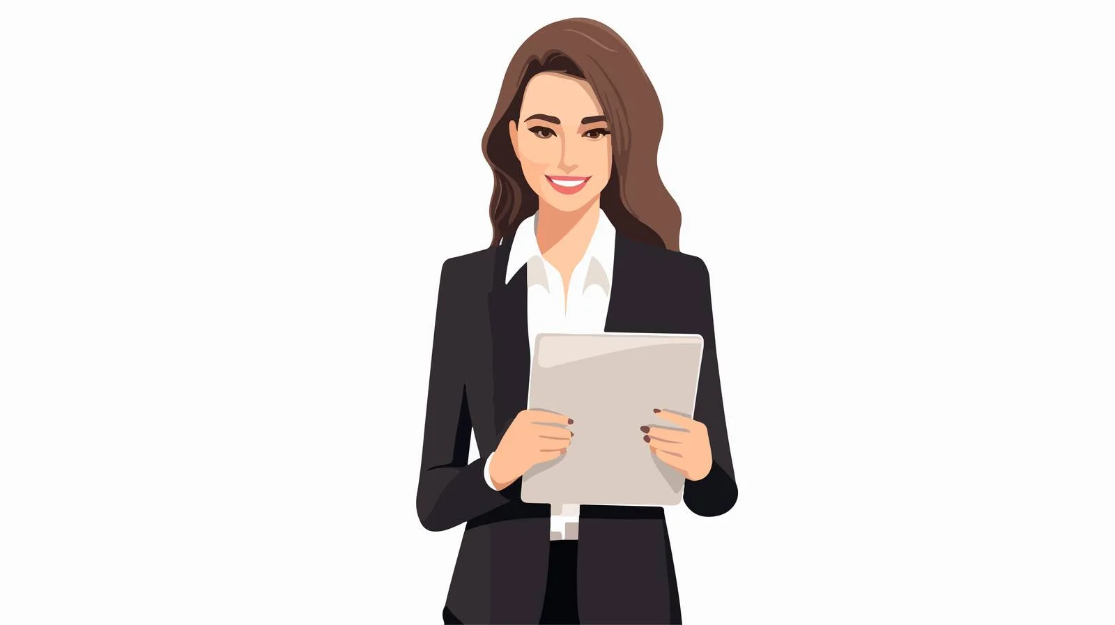 Joyful businesswoman with tablet PC in hand — free download from Dotvec