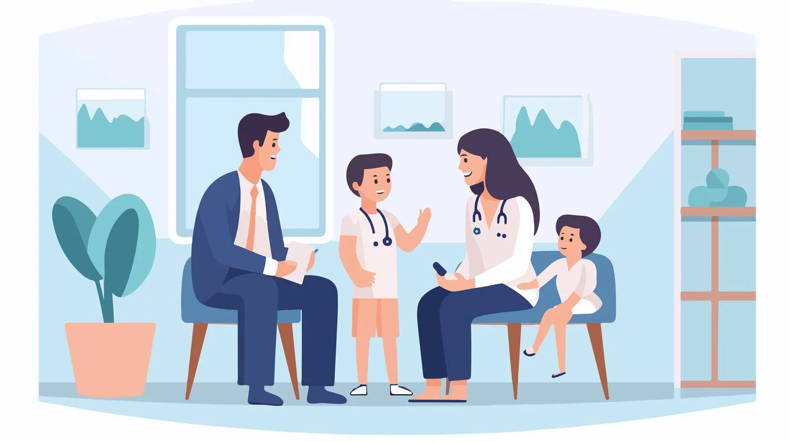 Happy Cartoon Family Therapy Session — free download from Dotvec