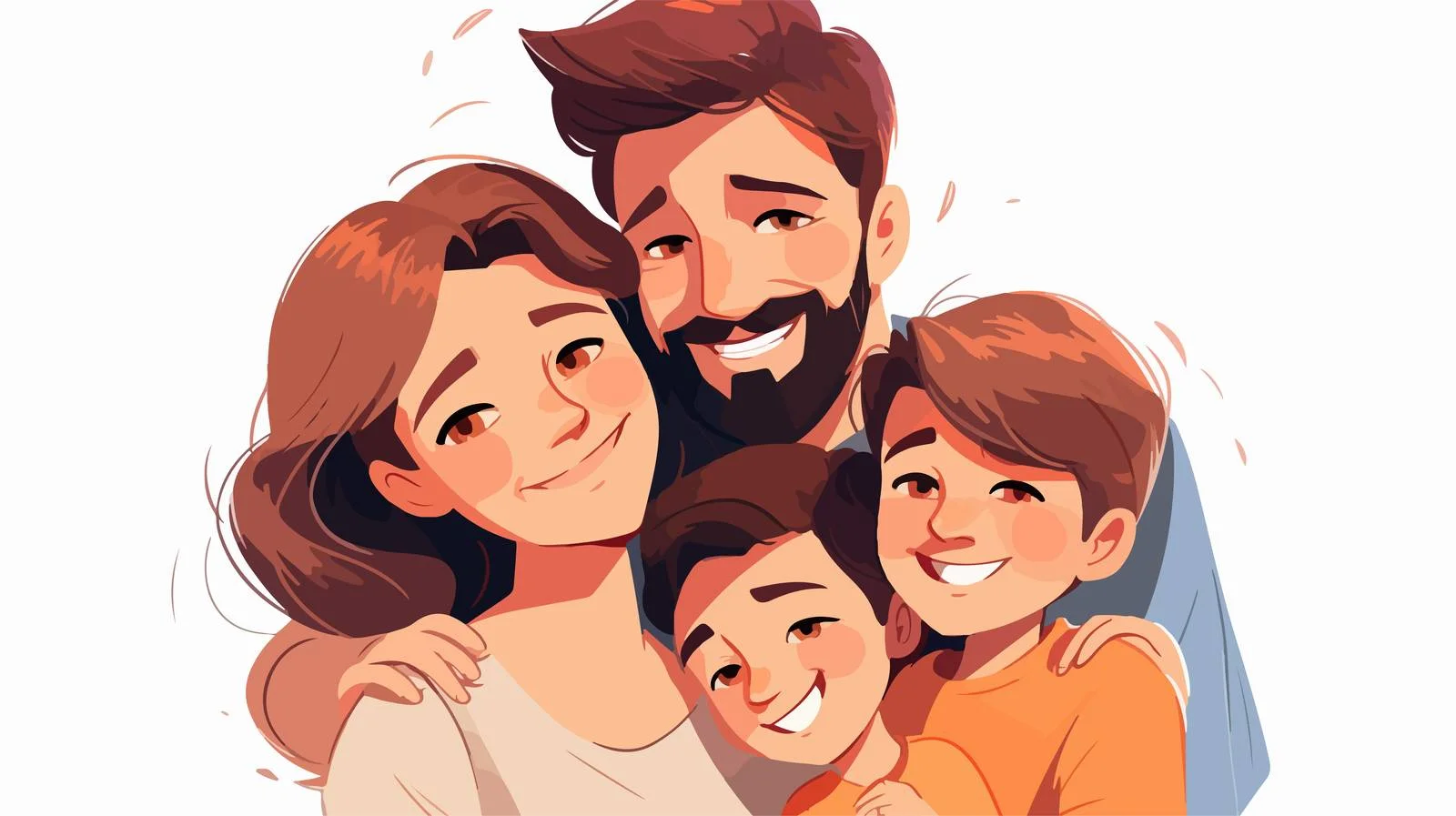 Happy Cartoon Family with Cute Kids — free download from Dotvec