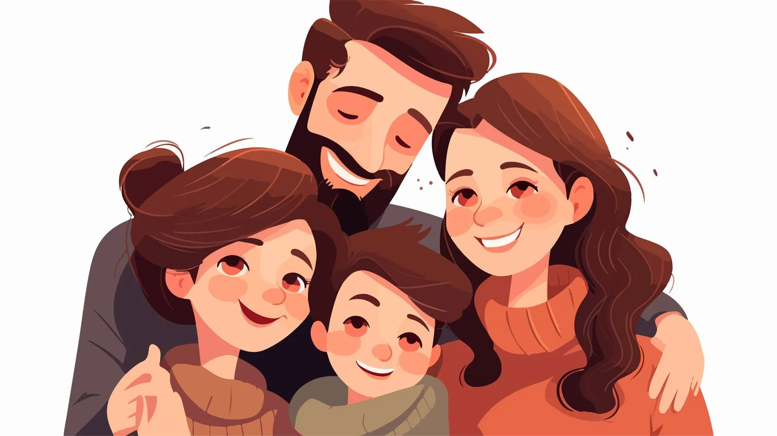 Cheerful cartoon family with two adorable kids — free download from Dotvec