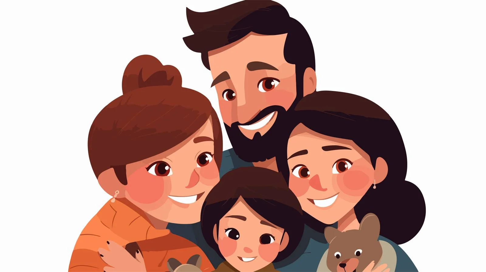 Happy Cartoon Family and Children Isolated – free brother image from Dotvec