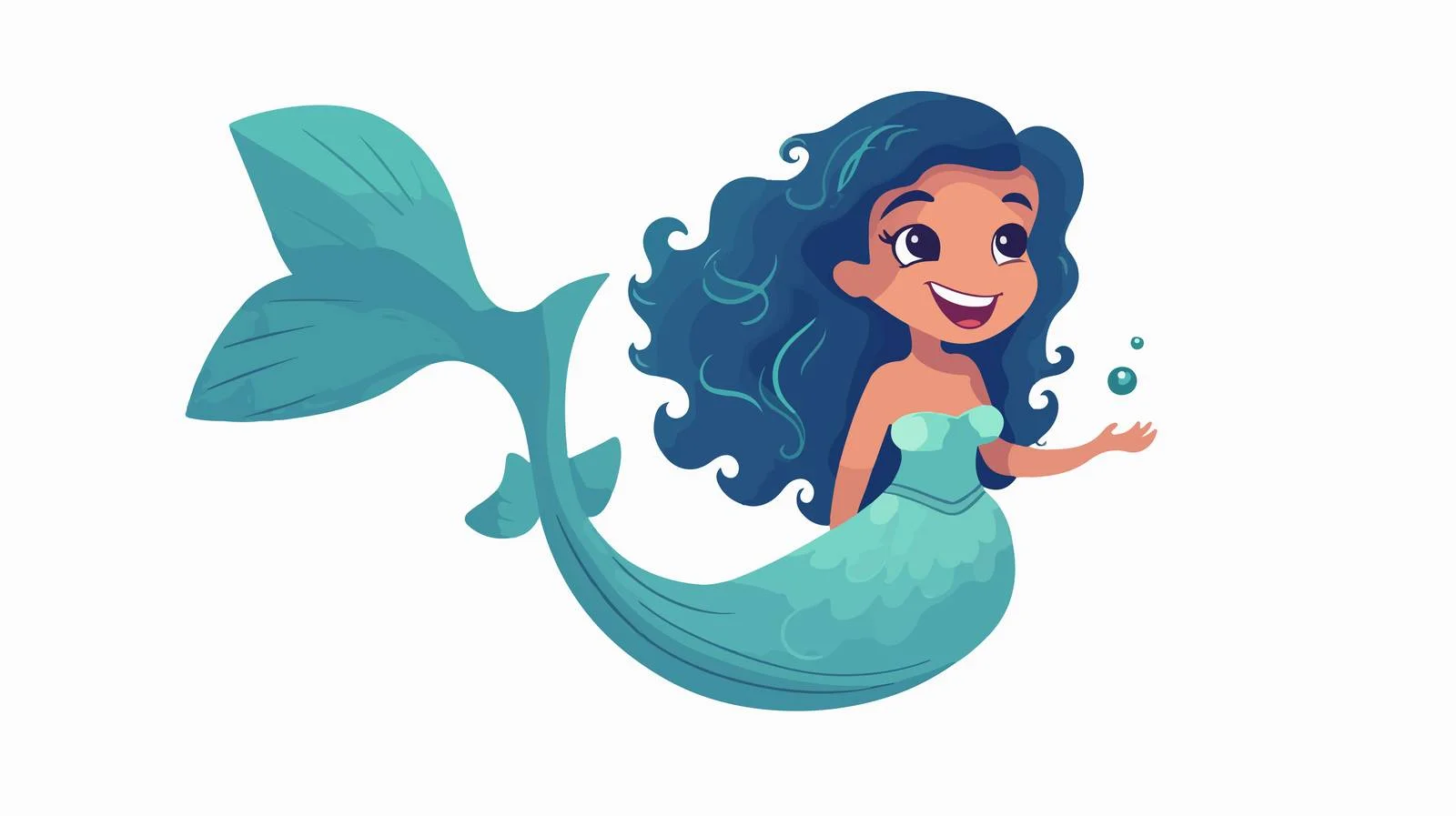Happy half-woman and fish cartoon illustration — free download from Dotvec