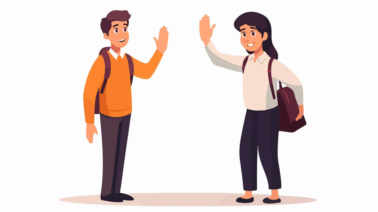 Polite young boy greets woman warmly — free download from Dotvec